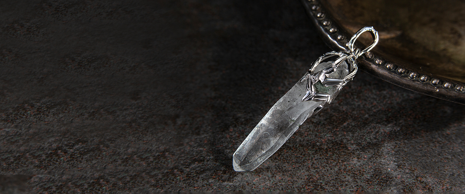 Silver rock crystal necklaces