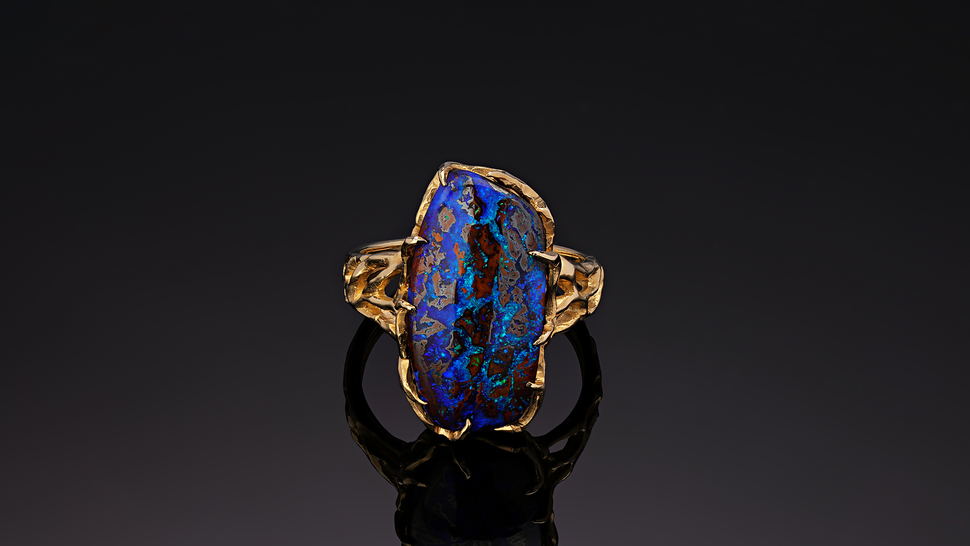 vrubel collection boulder opal ring yellow gold alexey gabilo