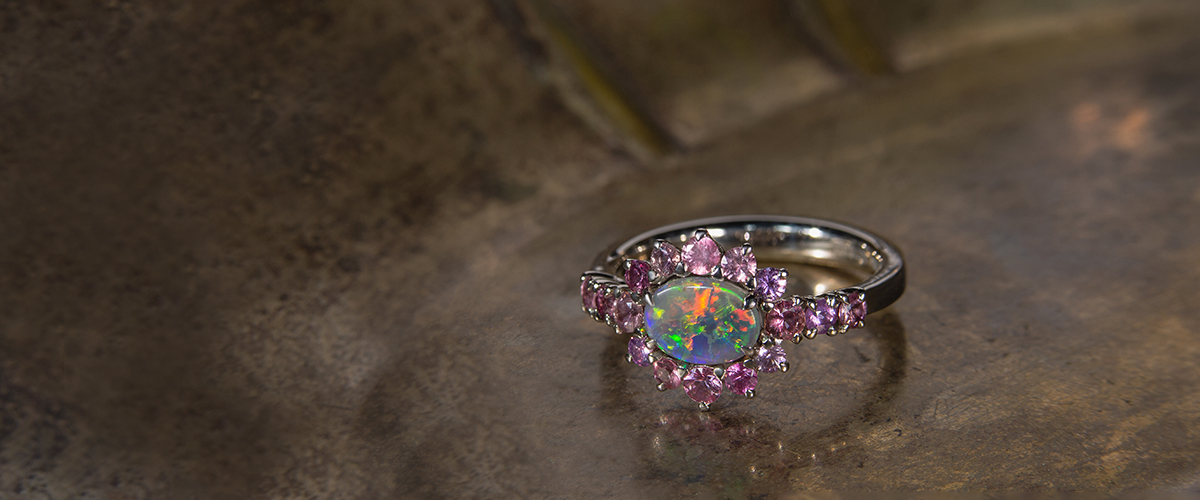 opal ring white gold