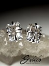 Silver earrings pouches with rock crystal