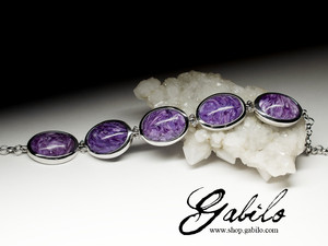 Silver bracelet with charoite
