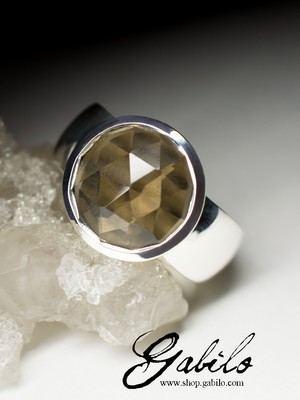 Silver ring with rauchtopaz