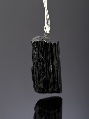 Black tourmaline on a silver cord