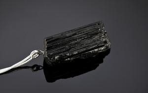 Black tourmaline on a silver cord