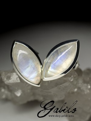Silver earrings pouches with moonstone