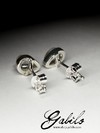 Moonstone silver stud earrings with gem report MSU