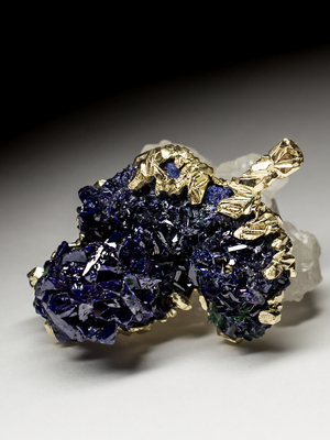 Azurite Crystals Gold Pendant