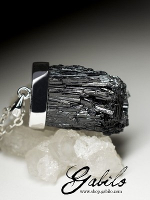 Silver pendant with black tourmaline