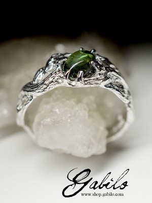 Silver ring with tourmaline
