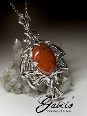 Silver pendant with jasper