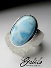 Large silver ring with larimar