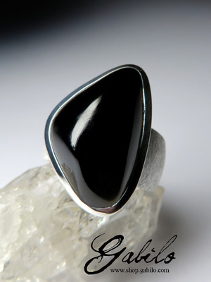 Big Black Agate Silver Ring