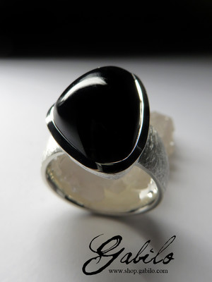 Big Black Agate Silver Ring