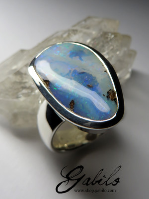 Big Boulder Opal Silver Ring