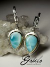 Silver earrings with a larimar