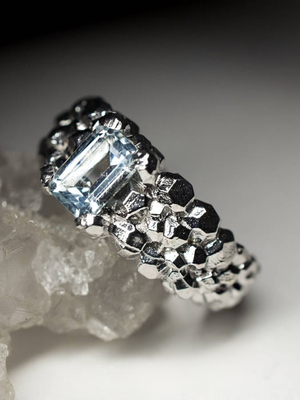 Aquamarine silver ring with gem report MSU