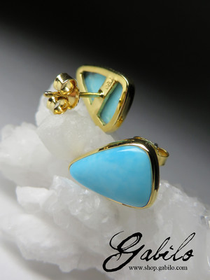 Turquoise gold stud earrings 