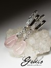 Silver earrings with pink quartz