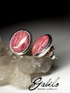 Silver earrings pouches with rhodochrosite