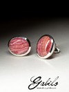 Silver earrings pouches with rhodochrosite