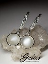Moonstone silver earrings with chatoyant effect