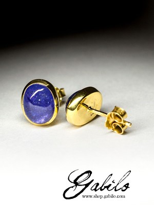 Tanzanite gold stud earrings