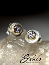 Silver earrings puset with tanzanite