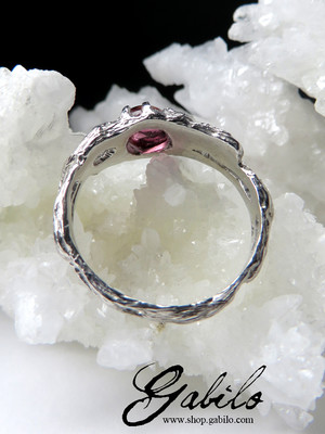 Rubellite Silver Ring