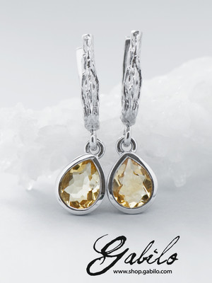 Silver citrine earrings 