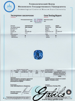 Kashmir Sapphire 1.53 carats with GIA, EG Lab and MSU Gem Report