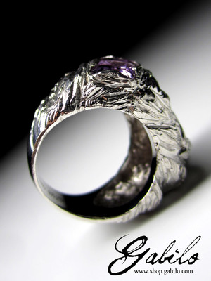 Big Amethyst Silver Ring with gem report