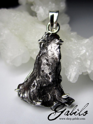 Meteorite silver pendant