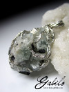 Aquamarine and black tourmaline crystals silver pendant