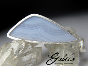 Blue Agate Sapphirine Silver Pendant