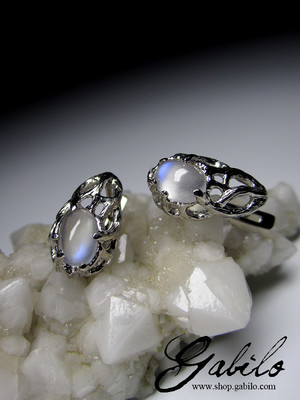 Moonstone silver earrings with gem report MSU