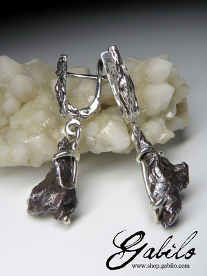 Meteorite Silver Earrings