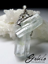Aquamarine raw crystal cluster gold pendant 