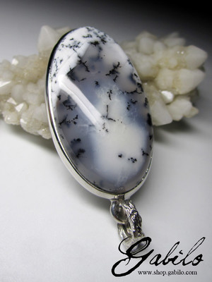 Moss agate silver necklace