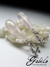 Pink quartz silver earrings