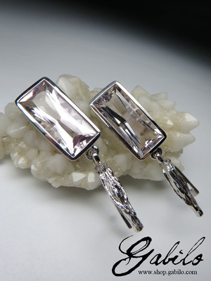 Big amethyst silver earrings