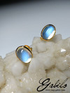 Moonstone gold studs with gem report MSU
