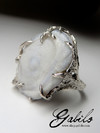 Agate rose silver ring