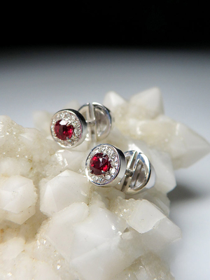 Ruby gold earrings with diamonds