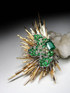 Emerald diamonds tsavorite yellow sapphire gold brooch