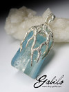 Aquamarine crystal silver pendant