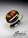 Fire agate silver ring