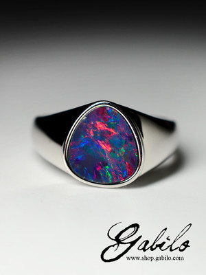 Doublet opal silver ring
