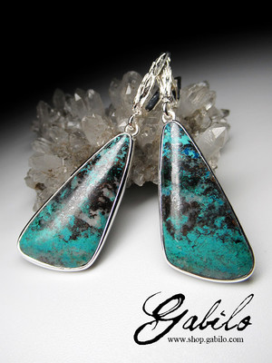 Chrysocolla silver earrings