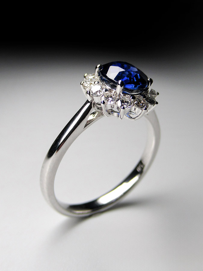 Ready to Ship - Marquise Diamond and Royal Blue Trillion Sapphire Enga –  ARTEMER
