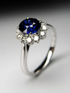 Royal blue Sapphire gold ring with Diamonds